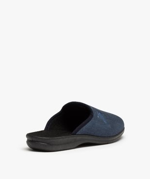 Chaussons homme mules en velours ras effet toile brodée vue4 - GEMO(HOMWR HOM) - GEMO