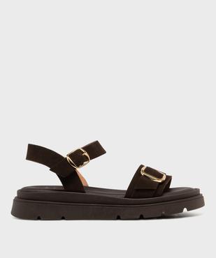 Sandales à semelle crantée dessus cuir femme - Tanéo vue1 - TANEO - GEMO