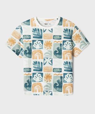 Tee-shirt manches courtes en jersey de coton imprimé all over garçon vue1 - GEMO 4G GARCON - GEMO