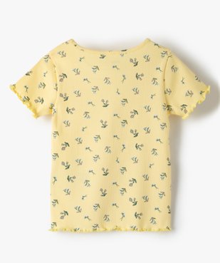 Tee-shirt fille en maille côtelée avec finitions froncées vue3 - GEMO C4G FILLE - GEMO