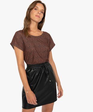Tee-shirt femme à motifs pailletés et brides croisées dos vue1 - GEMO(FEMME PAP) - GEMO