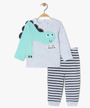 Pyjama bébé garçon en velours à manches fantaisie vue2 - GEMO(BB COUCHE) - GEMO