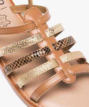 Sandales femme spartiates en cuir spécial pied large vue6 - GEMO (CASUAL) - GEMO