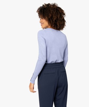 Pull femme en maille fine avec large col V vue3 - GEMO(FEMME PAP) - GEMO