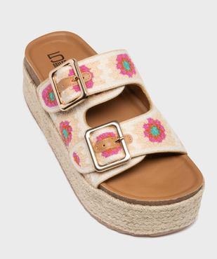 Mules à semelle plateforme en corde et brides en crochet femme vue6 - 5 MILES - GEMO
