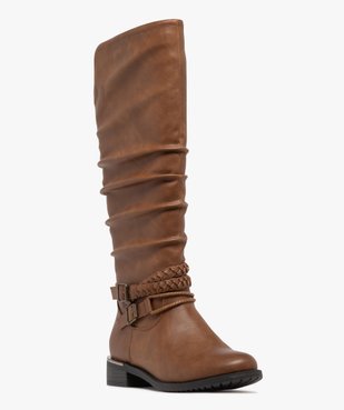 Bottes femme casual effet plissé avec brides fantaisie vue3 - GEMO (CASUAL) - GEMO