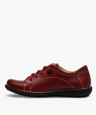 Derbies femme confort dessus cuir à lacets élastiques vue3 - GEMO (CASUAL) - GEMO