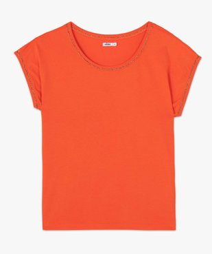 Tee-shirt femme à manches courtes avec finitions pailletées vue4 - GEMO(FEMME PAP) - GEMO