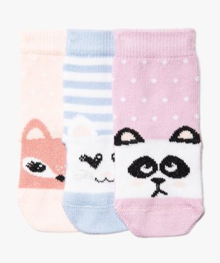 Chaussettes bébé fille fantaisie motif animaux (lot de 3) vue1 - GEMO 4G BEBE - GEMO
