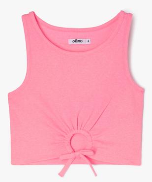 Débardeur en maille côtelée coupe courte avec ouverture sur le ventre fille vue1 - GEMO 4G FILLE - GEMO