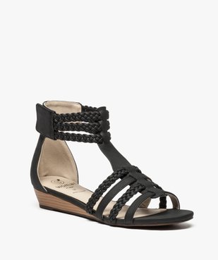 Sandales femme avec brides tressées autour de la cheville vue2 - GEMO (CASUAL) - GEMO