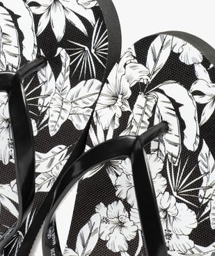 Tongs femme à fines brides et semelle imprimée fleurs vue3 - GEMO (PLAGE) - GEMO