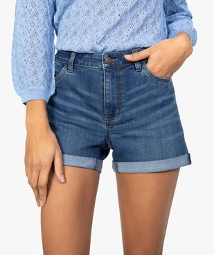 Short femme en jean avec revers cousus vue2 - GEMO(FEMME PAP) - GEMO