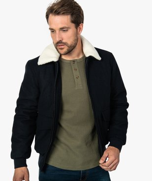 Blouson homme laine avec col amovible vue1 - GEMO (HOMME) - GEMO