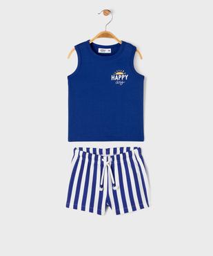 Ensemble 2 pièces short et débardeur bébé garçon vue2 - GEMO 4G BEBE - GEMO