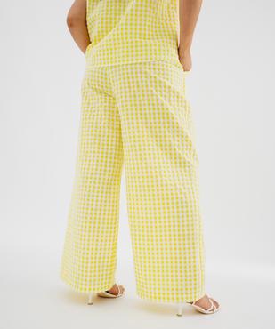 Pantalon en toile de coton gaufré à carreaux vichy femme grande taille vue2 - GEMO (G TAILLE) - GEMO