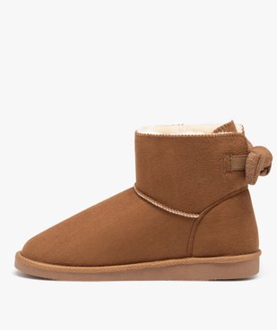 Boots fourrées femme en suédine uni avec noeud pailleté vue4 - GEMO (CASUAL) - GEMO