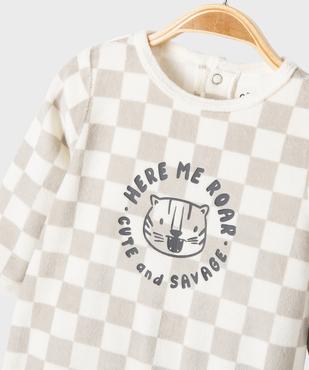 Pyjama en velours à motifs damiers bébé garçon vue2 - GEMO 4G BEBE - GEMO