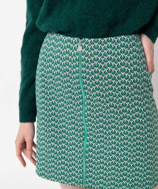 Jupe femme à motifs graphiques et fermeture zippée devant vue2 - GEMO(FEMME PAP) - GEMO