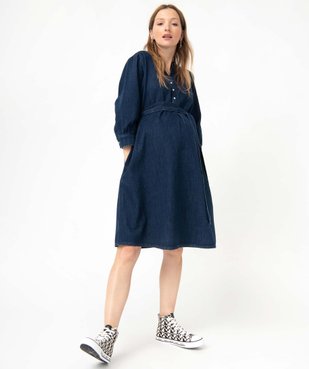 Robe de grossesse en jean à manches 3/4 vue2 - GEMO (MATER) - GEMO