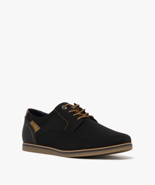 Derbies en toile texturée et détails contrastants homme  vue3 - MARIO BALDANO - GEMO