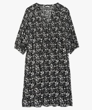 Robe femme imprimée à smocks et manches 3/4 vue4 - GEMO (G TAILLE) - GEMO