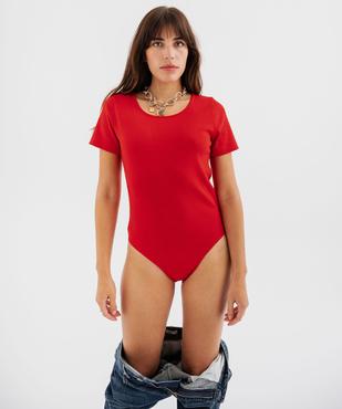 Body à manches courtes en maille côtelée femme vue2 - GEMO 4G FEMME - GEMO