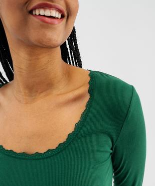 Tee-shirt manches longues avec col rond en dentelle femme vue3 - GEMO(HOMWR FEM) - GEMO
