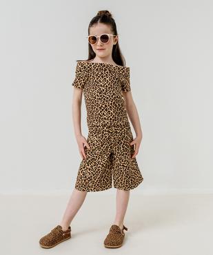 Bermuda en jean imprimé léopard fille vue6 - GEMO 4G FILLE - GEMO