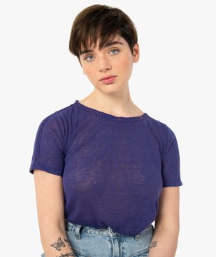 Tee-shirt femme à manches courtes en maille fine vue2 - GEMO(FEMME PAP) - GEMO