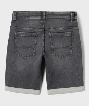 Bermuda en jean stretch coupe slim à revers cousus garçon vue3 - GEMO 4G GARCON - GEMO