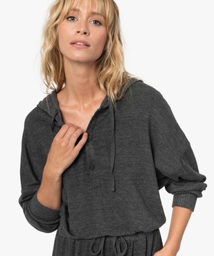 Combinaison femme à capuche en maille douce vue2 - GEMO(HOMWR FEM) - GEMO
