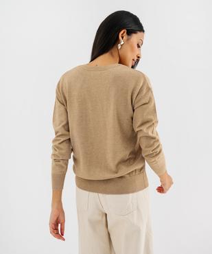 Pull col V en maille fine et pailletée femme vue3 - GEMO(FEMME PAP) - GEMO