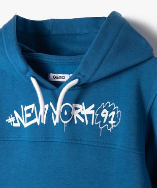 Sweat à capuche avec inscriptions devant et dos garçon vue2 - GEMO 4G GARCON - GEMO