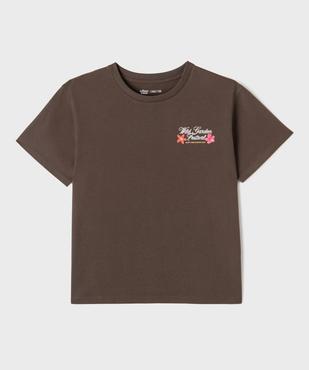 Tee-shirt manches courtes avec motifs fleuris devant et dos fille vue1 - GEMO 4G FILLE - GEMO