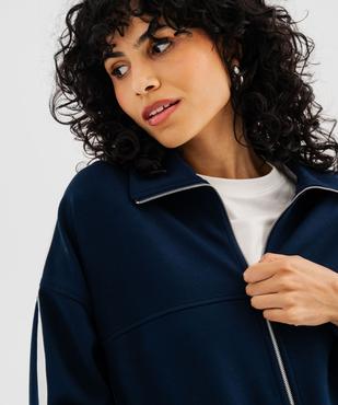 Sweat zippé à col chemise en maille sport extensible femme vue3 - GEMO(FEMME PAP) - GEMO