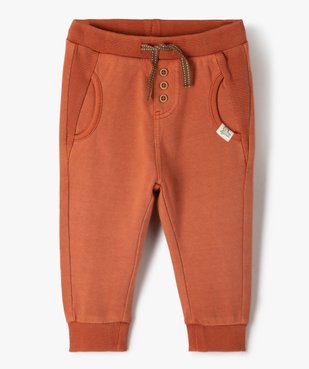 Pantalon bébé en sweat avec jeu de textures vue1 - GEMO(BEBE DEBT) - GEMO