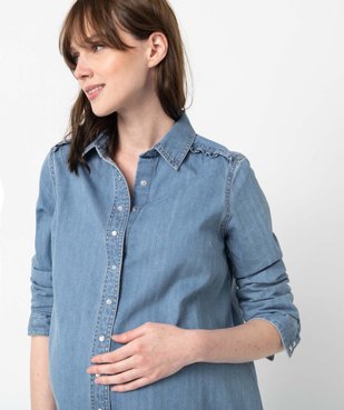 Chemise de grossesse en jean avec détails froncés vue2 - GEMO (G TAILLE) - GEMO