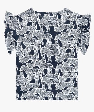 Tee-shirt court fille imprimé avec manches courtes volantées vue3 - GEMO (ENFANT) - GEMO