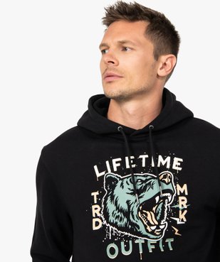 Sweat homme à capuche imprimé et molletonné vue2 - GEMO (HOMME) - GEMO