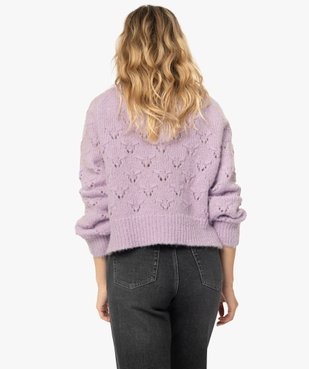 Gilet femme en maille fantaisie coupe courte vue3 - GEMO 4G FEMME - GEMO