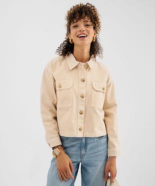 Veste en jean coloré large et courte femme vue1 - GEMO 4G FEMME - GEMO