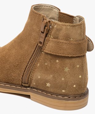 Boots bébé fille zippées style chelsea dessus cuir retourné vue6 - GEMO(BEBE DEBT) - GEMO