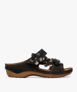 Mules femme confort avec bride à fleurs en relief vue1 - GEMO (CONFORT) - GEMO