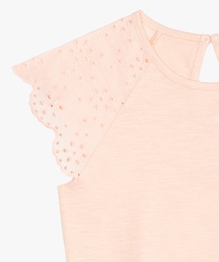 Tee-shirt fille avec épaules en broderie anglaise et bas à nouer vue2 - GEMO C4G FILLE - GEMO