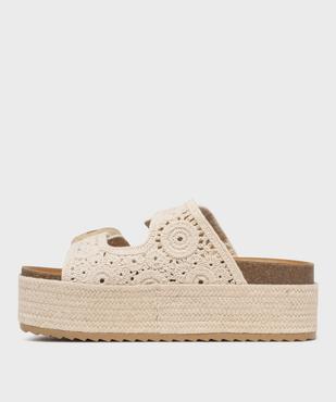 Mules à double bride façon macramé sur semelle plateforme femme - 5 Miles vue3 - 5 MILES - GEMO