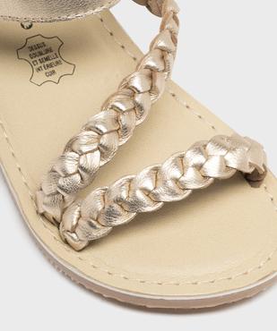 Sandales dessus cuir tressé fermeture scratch fille - LuluCastagnette vue6 - LULUCASTAGNETTE - GEMO