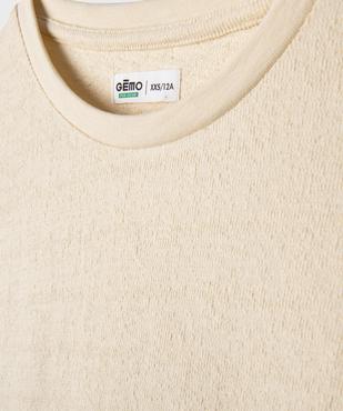 Tee-shirt manches courtes oversize en coton texturé garçon vue3 - GEMO 4G GARCON - GEMO