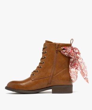 Bottines femme à lacets et à zip avec foulard fantaisie vue4 - GEMO (CASUAL) - GEMO