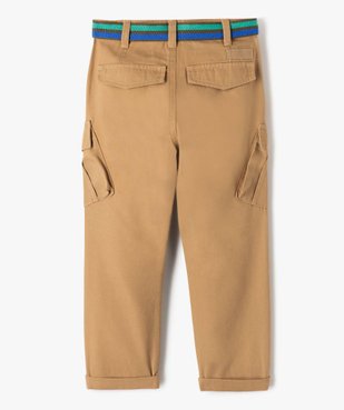 Pantalon garçon cargo en twill avec ceinture rayée - LuluCastagnette vue5 - GEMO 4G GARCON - GEMO